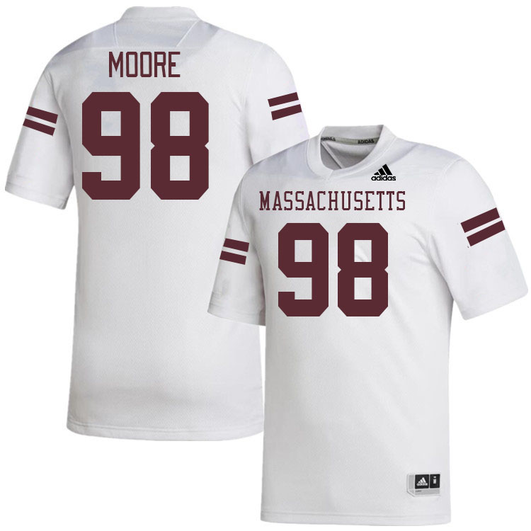 Massachusetts Minutemen #98 Riley Moore College Football Jerseys Stitched-White